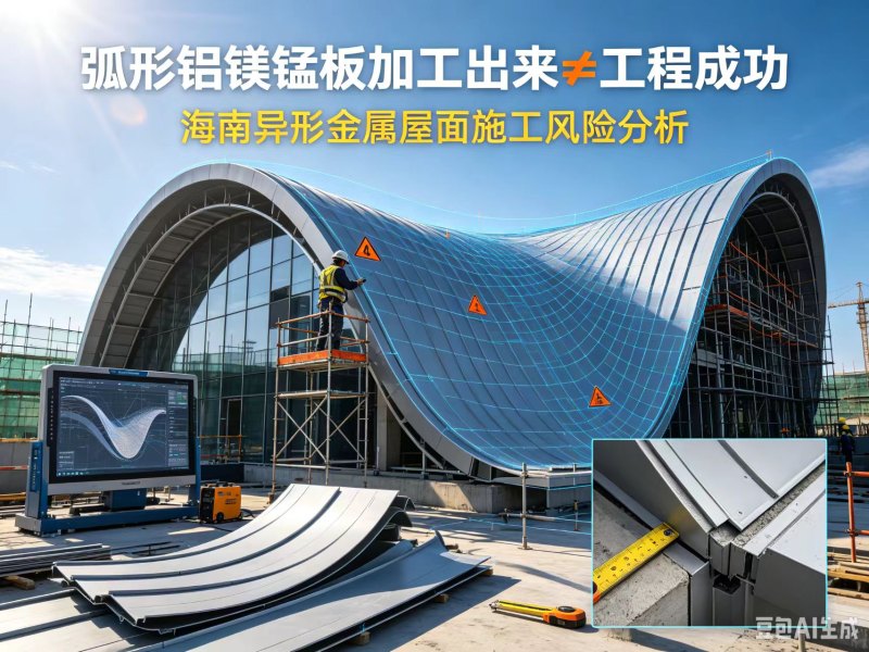 弧形铝镁锰板加工出来≠工程成功:海南异形金属屋面的施工风险分析